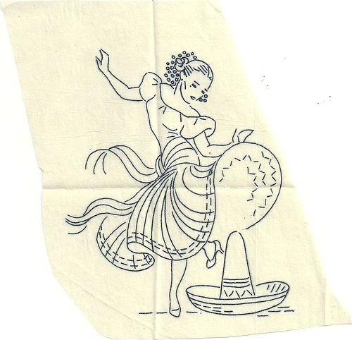 Drawing Of A Mexican Girl Embroidery Vintage Mexican Transfers Motifs A Broder Mexicanos