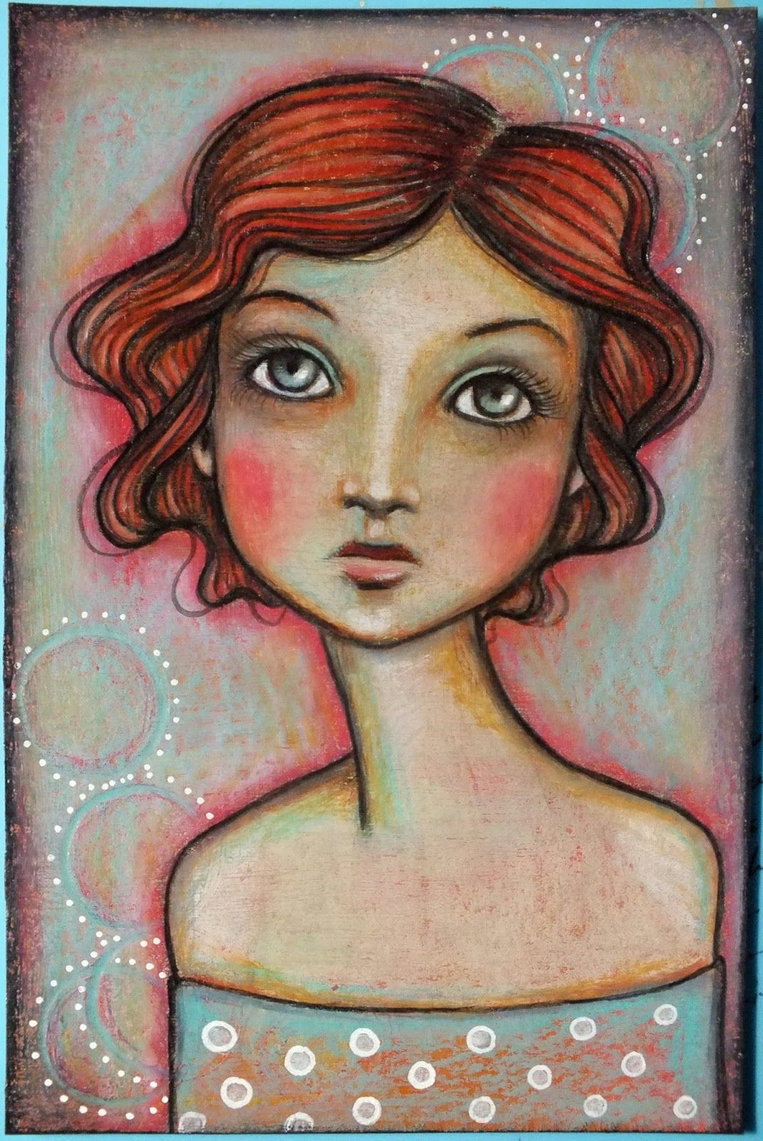 Drawing Of A Mixed Girl Pennystamper Artists Around the World Blog Hop Whimsical Art