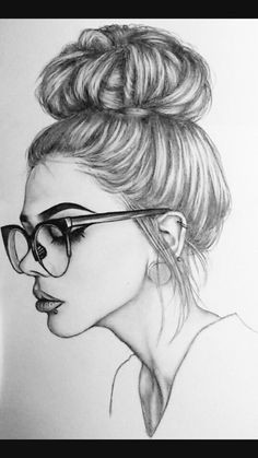 Drawing Of A Nerd Girl Simple Beauty Simple Drawing Pencil Girl Glasses Eyeglasses