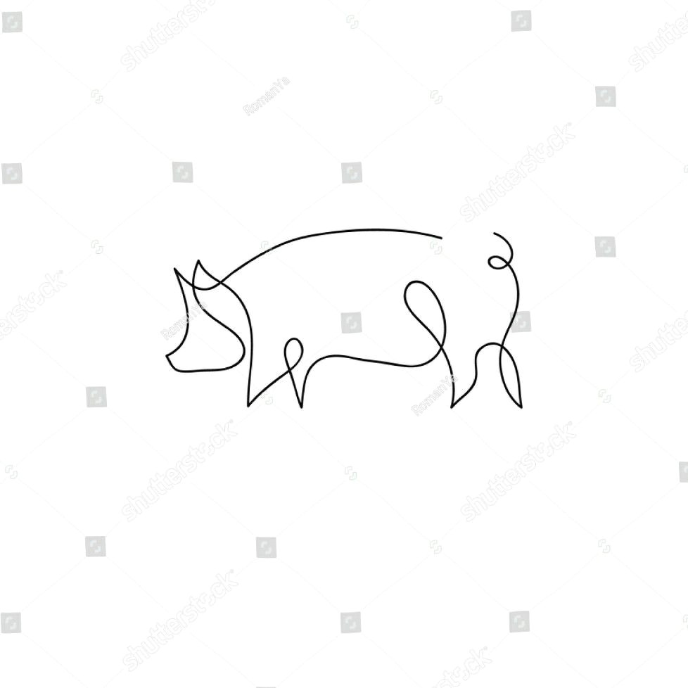 Drawing Of A Pig S Heart Single Line Pig Drawing Tattoos Drawings Pig Drawing Pig