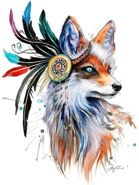 Drawing Of A Red Wolf Simple yet Beautiful Fancy Feathered Fox Painting Available In
