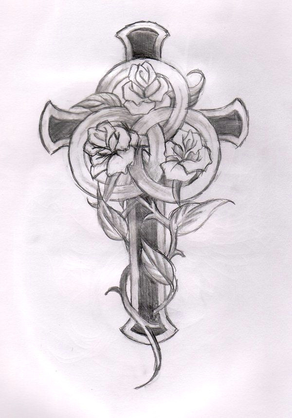 Drawing Of A Rose and Cross Cross and Rose Tattoo Designs Cross and Roses Cross Tattoos for