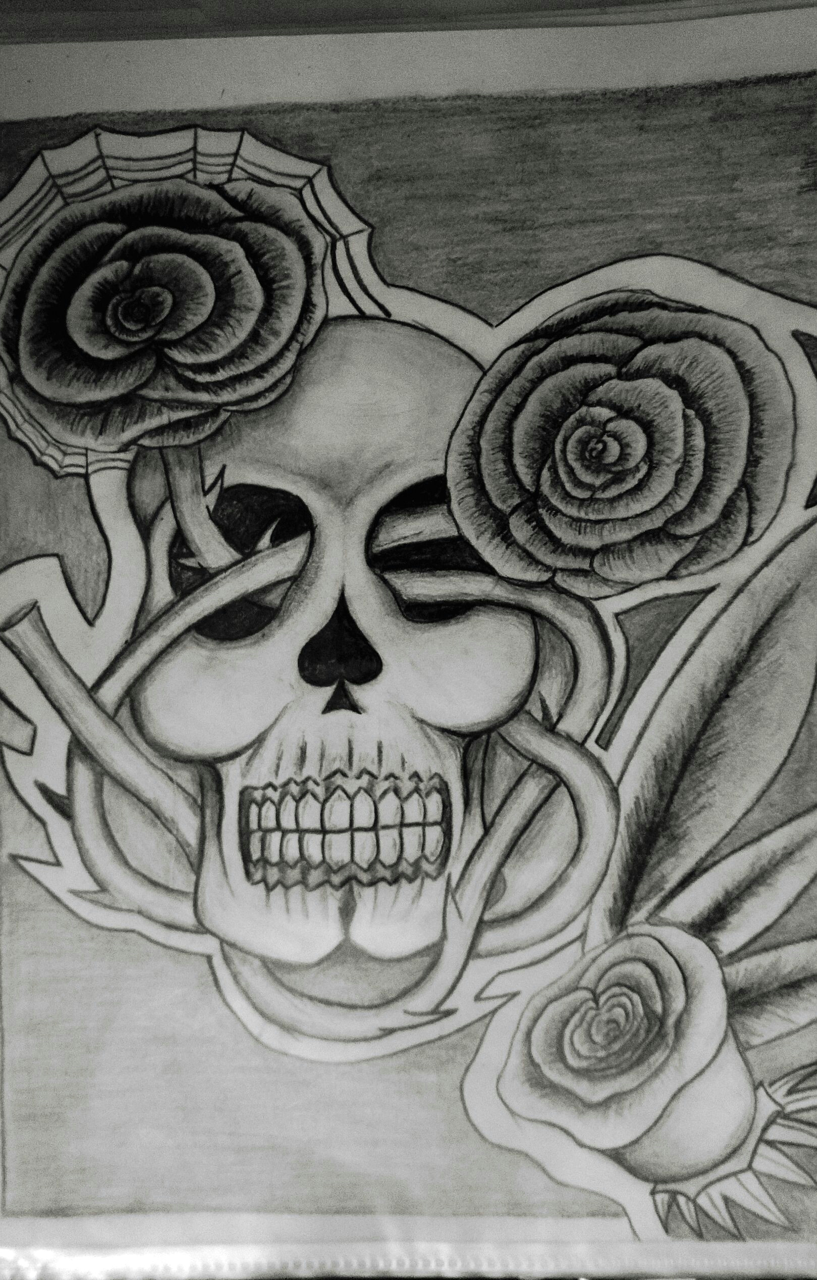 Drawing Of A Rose and Skull Skull Roses A C Simon Dessins Black White by Simon Pinterest