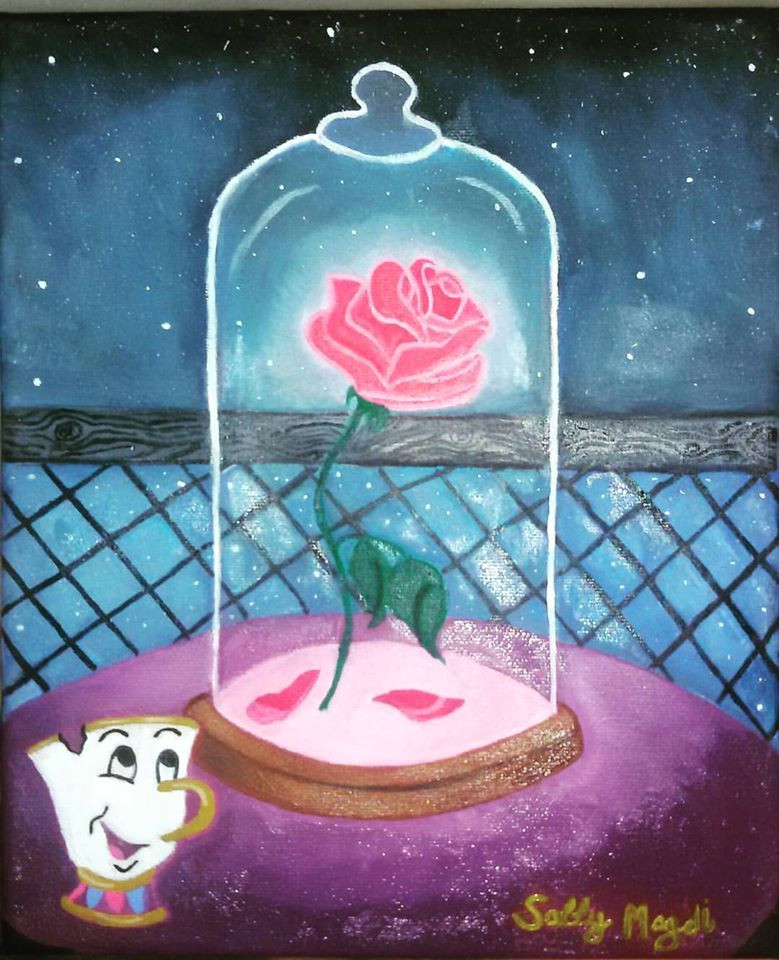 Drawing Of A Rose Beauty and the Beast Beauty and the Beast Rose On Canvas Oil Color Disney My