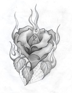 Drawing Of A Rose On Fire 27 Best White Roses and Heart Tattoo Images Black White Rose