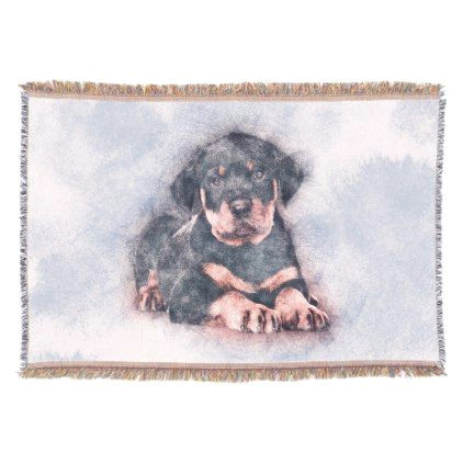 Drawing Of A Rottweiler Dog Rottweiler Puppy Sketch Paint Throw Blanket Rottweiler Puppy