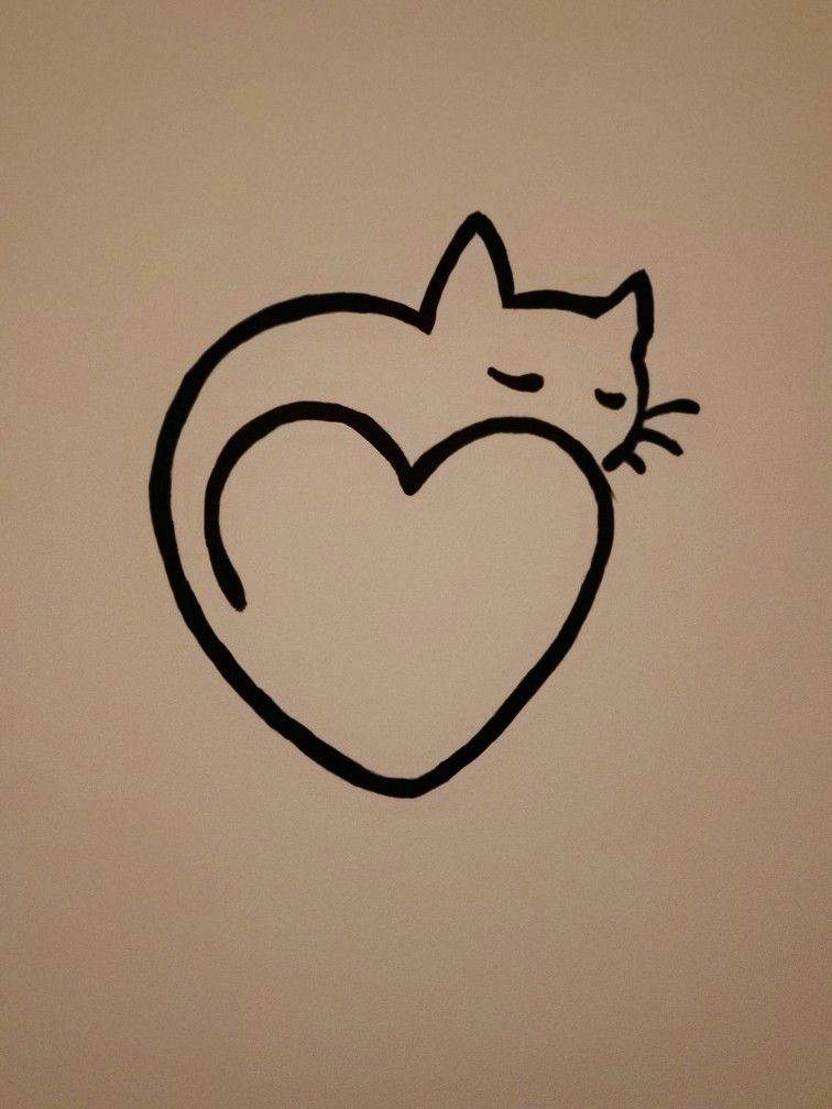 Drawing Of A Simple Heart On the Wall Simple Heart Cat Painting Aarons Bedroom Painting