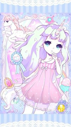 Drawing Of A Unicorn Girl Pastel Unicorn and Anime Image Pictures Pinterest Anime
