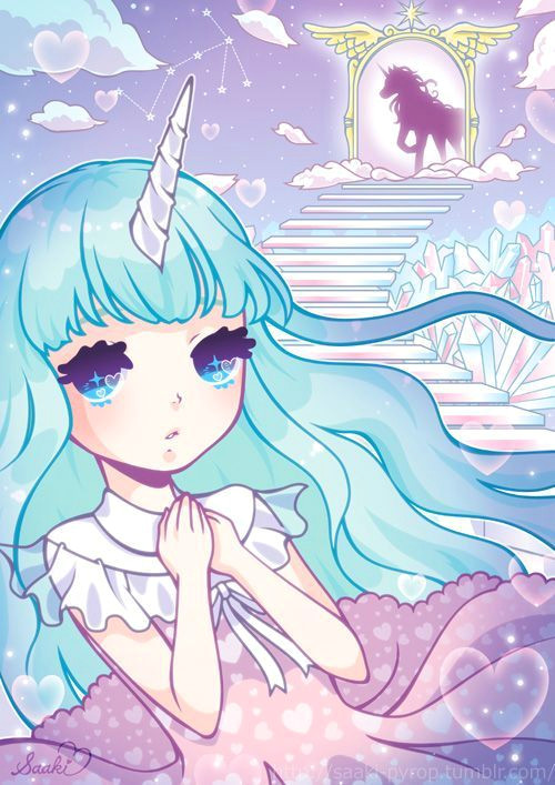 Drawing Of A Unicorn Girl Pastel Unicorn and Anime Image Pictures Pinterest Anime