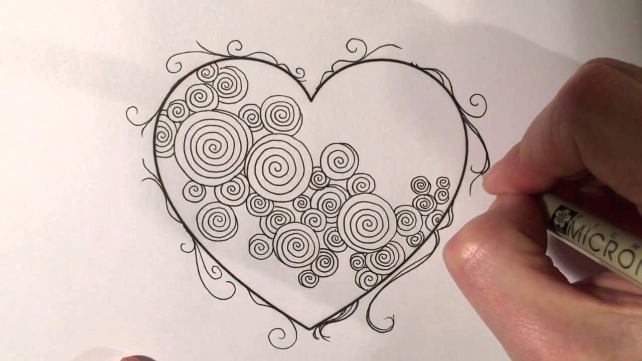 Drawing Of A Valentine Heart Zentangle Valentine S Heart Series 4 Spirals with Border