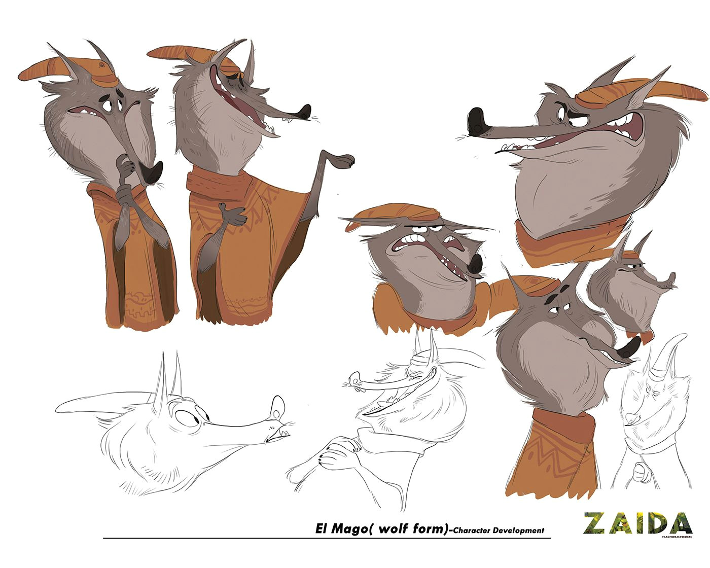 Drawing Of A Wolf Cartoon Zaida and the Lost Stones Story Project On Behance Character