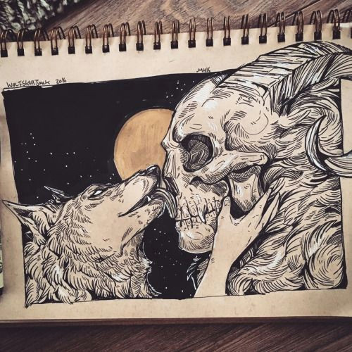 Drawing Of A Wolf Girl Wolfskulljack Wolf Girl and Skull Boy something for the
