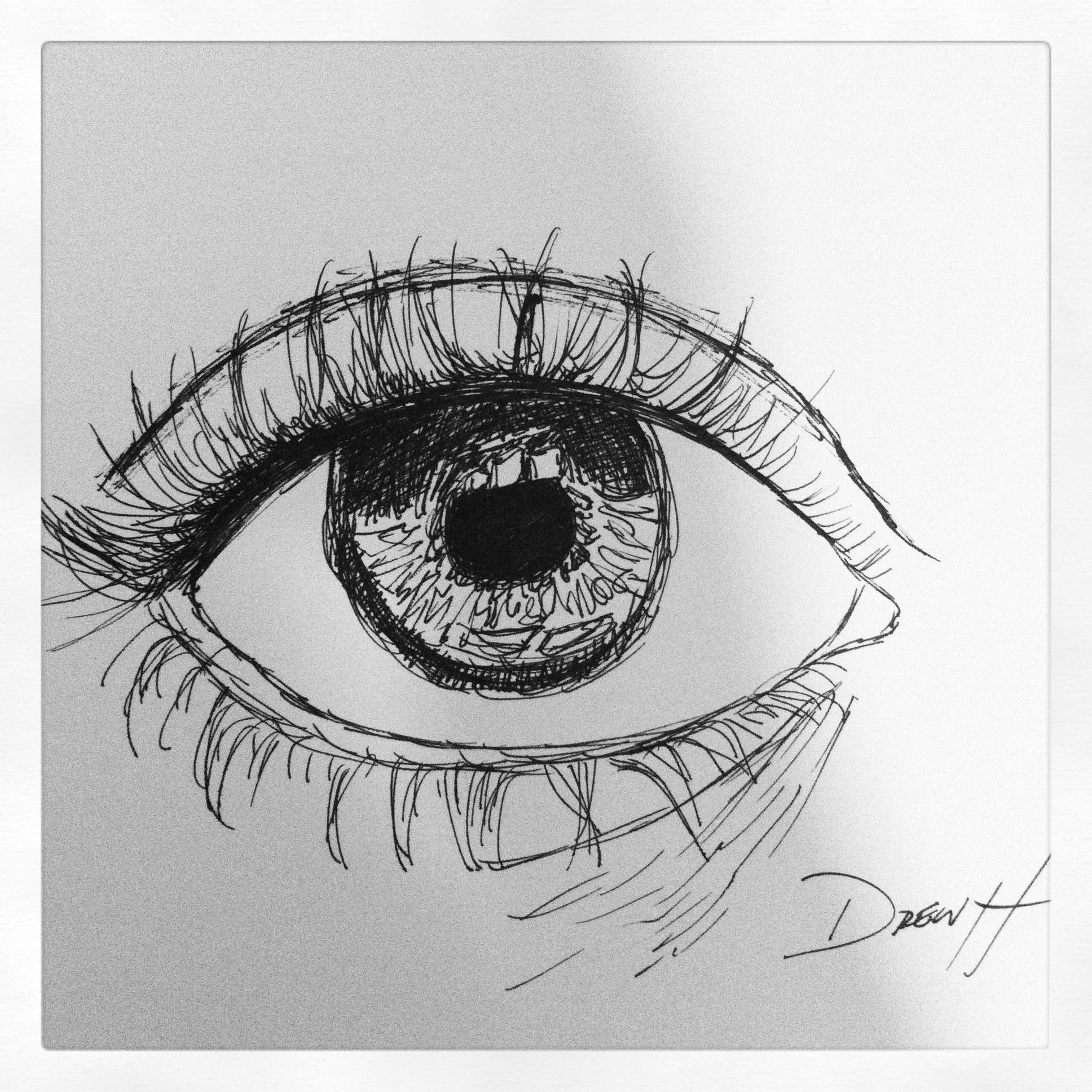 Drawing Of An Eye Crying Easy Ink Pen Sketch Eye Art In 2019 Drawings Pen Sketch Ink Pen