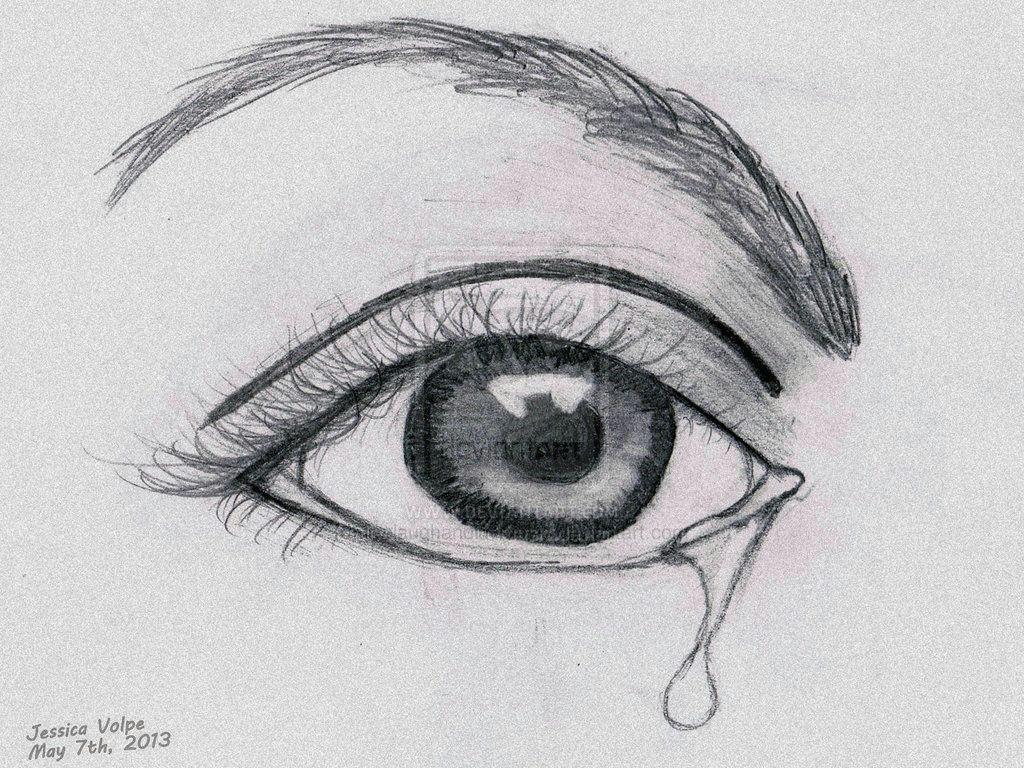 Drawing Of An Eye Easy Crying Eye Sadness Sketch Falling Tears In 2019 Drawings Art