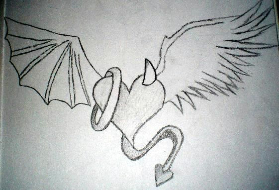 Drawing Of Angel Heart Angel Vs Devil Drawings Angel Vs Devil Heart by Kiley Nicole On