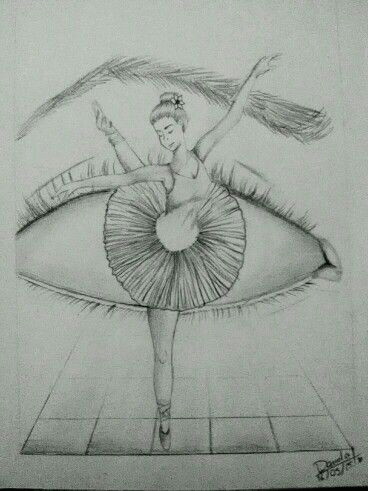 Drawing Of Ballerina In Eye Ballerina Im Auge Zeichnung Dinge Die In Einander Ubergehen