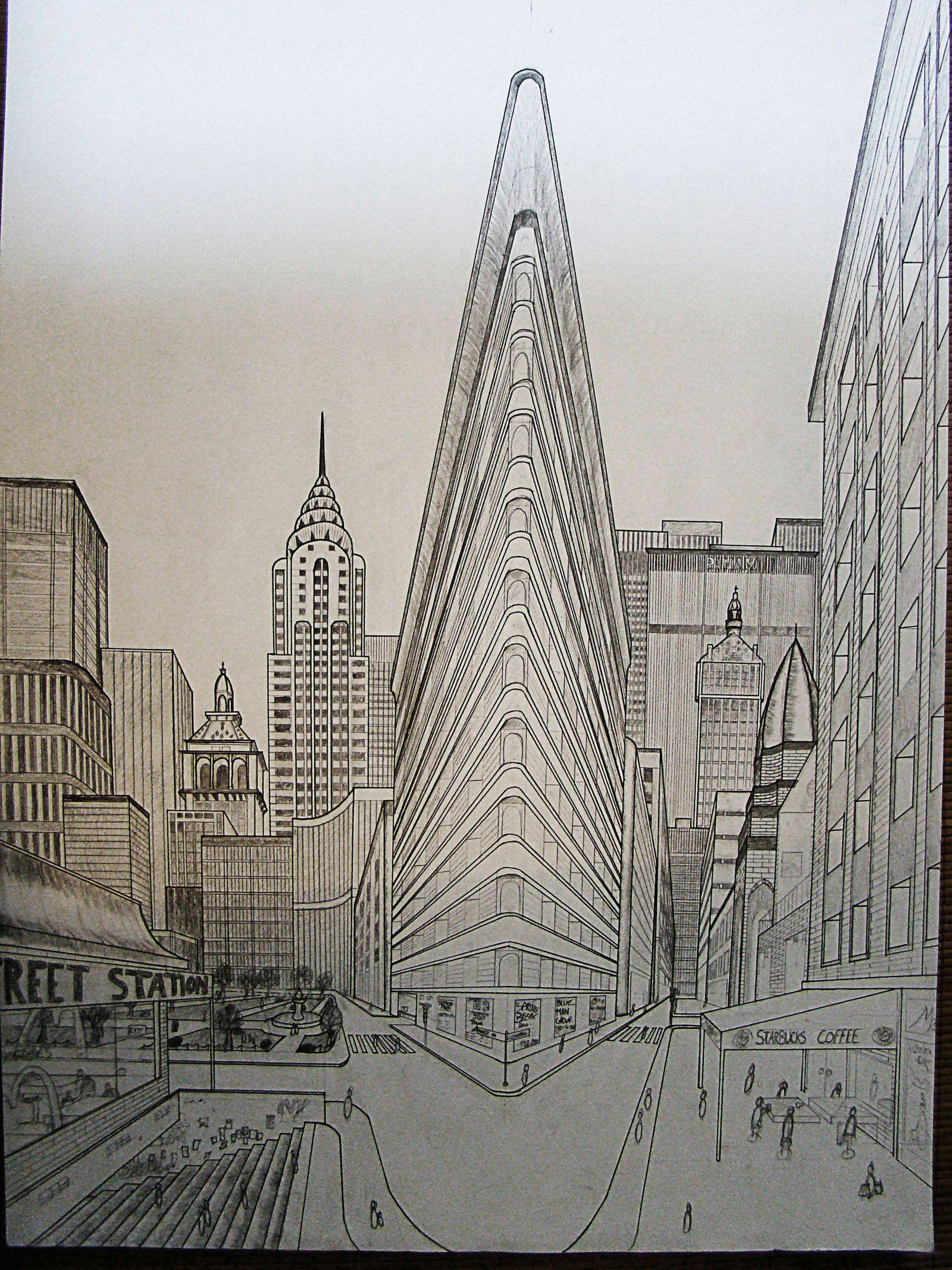 Drawing Of Birds Eye View Double Perspective Drawing Ny by Nilsgermain On Deviantart Art