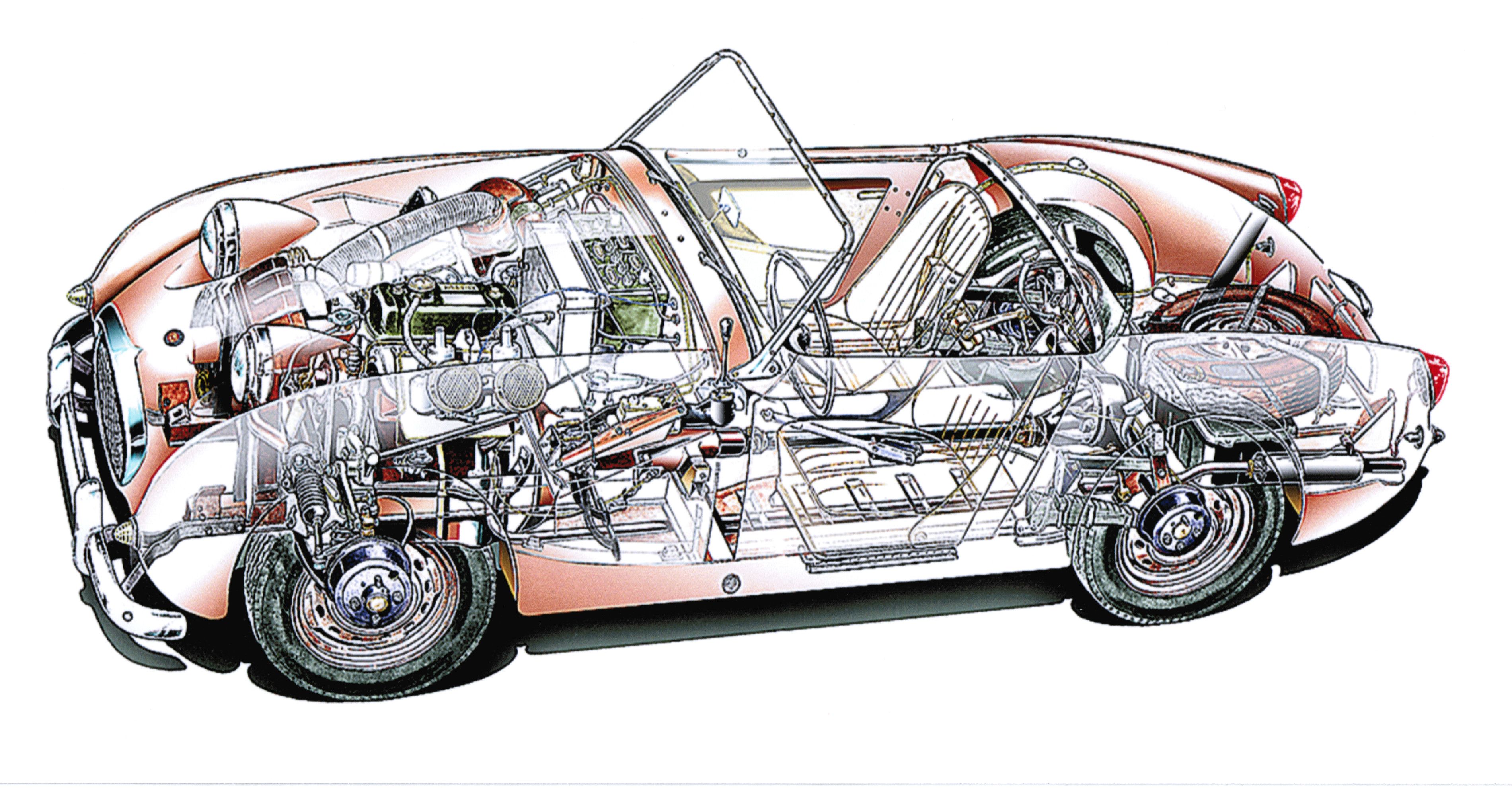 Drawing Of Bug Eye Color Cutaway Drawing Of Bugeye Sprite Turned Right Way Around the