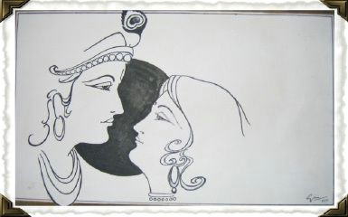 Drawing Of Cartoon Krishna Radha Krishna Pencil Sketch Hindu Art Krishna Krishna Drawing