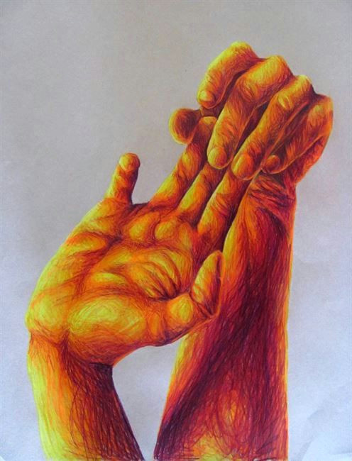 Drawing Of Chained Hands Hand Study W Colored Pencil Conway High School Art Project