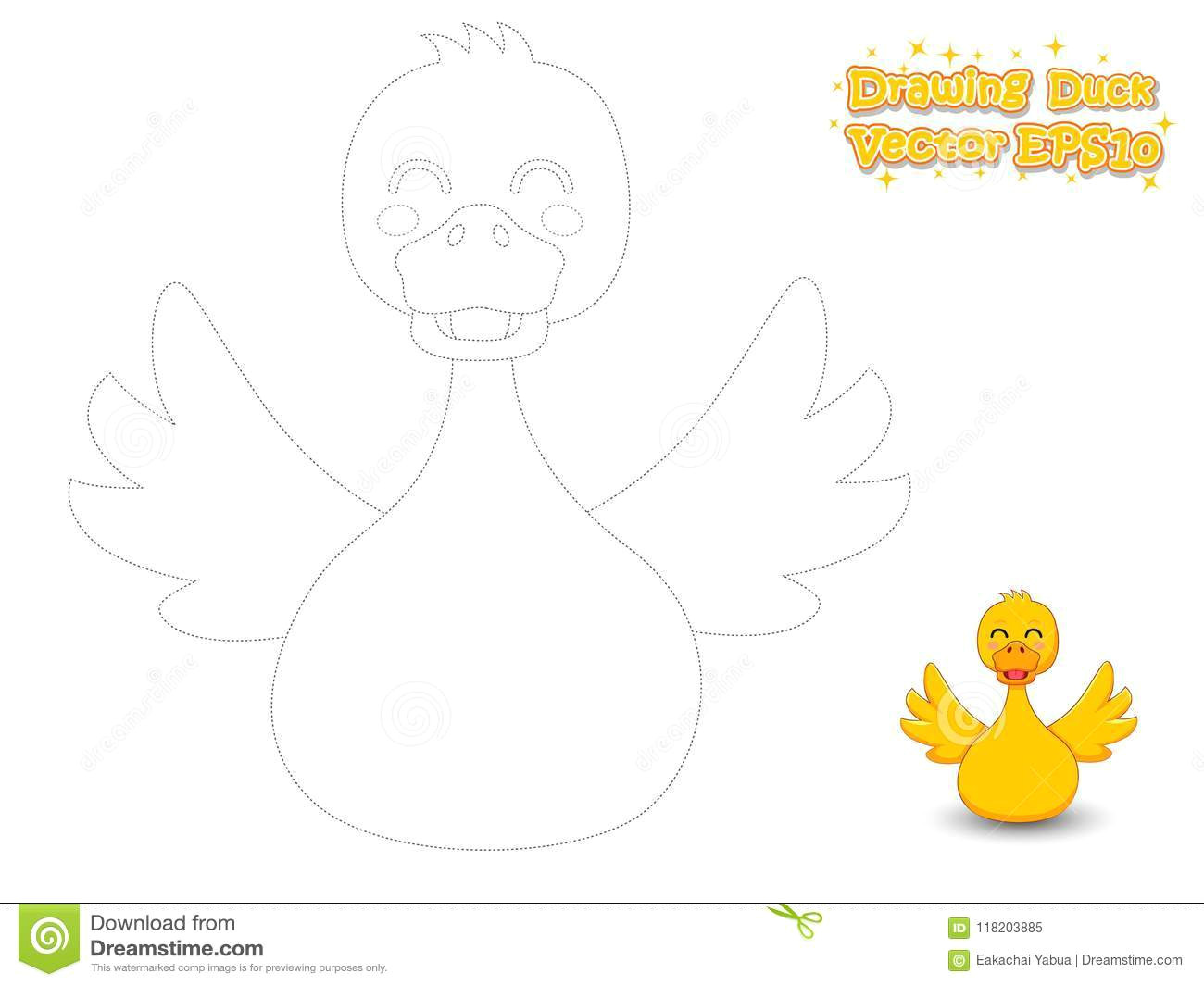 Drawing Of Cute Duck Drawing and Coloring Cute Cartoon Duck Educational Game for Kid