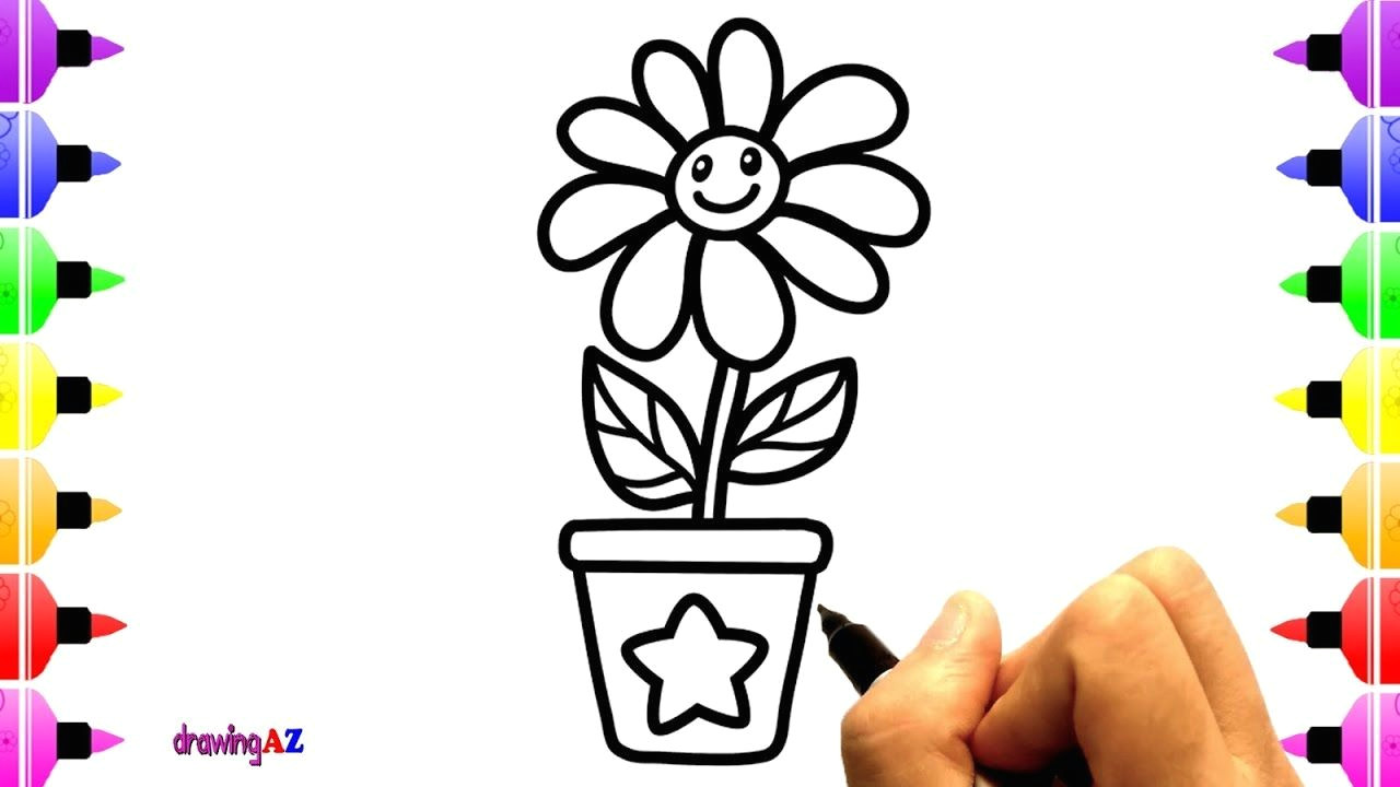 Drawing Of Cute Flowers How to Draw Cute Flowers for Kids Coloring with Colored Marker