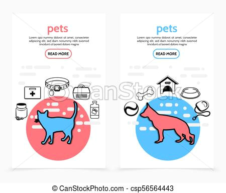 Drawing Of Dog Food Bowl Pets Care Vertical Banners Pets Care Vertical Banners with Cat Dog