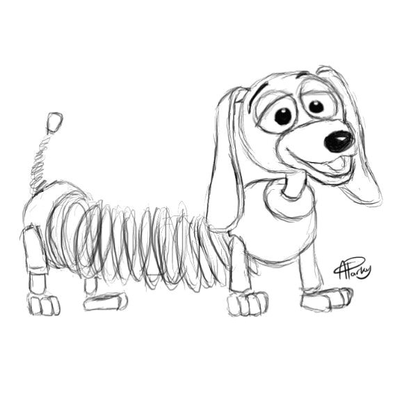 Drawing Of Dog toys Disney Through the Ages Feature Slinky Drawing by