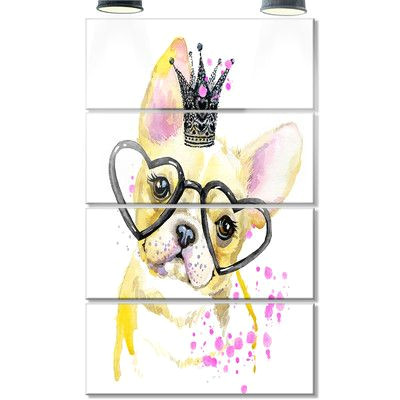 Drawing Of Dog with Glasses Design Art Funny Dog with Large Glasses 4 Piece Graphic Art On
