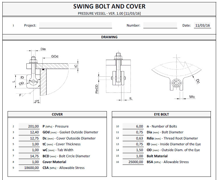 Drawing Of Eye Bolt Swing Bolt Cover Spreadsheet Kezar Engineering