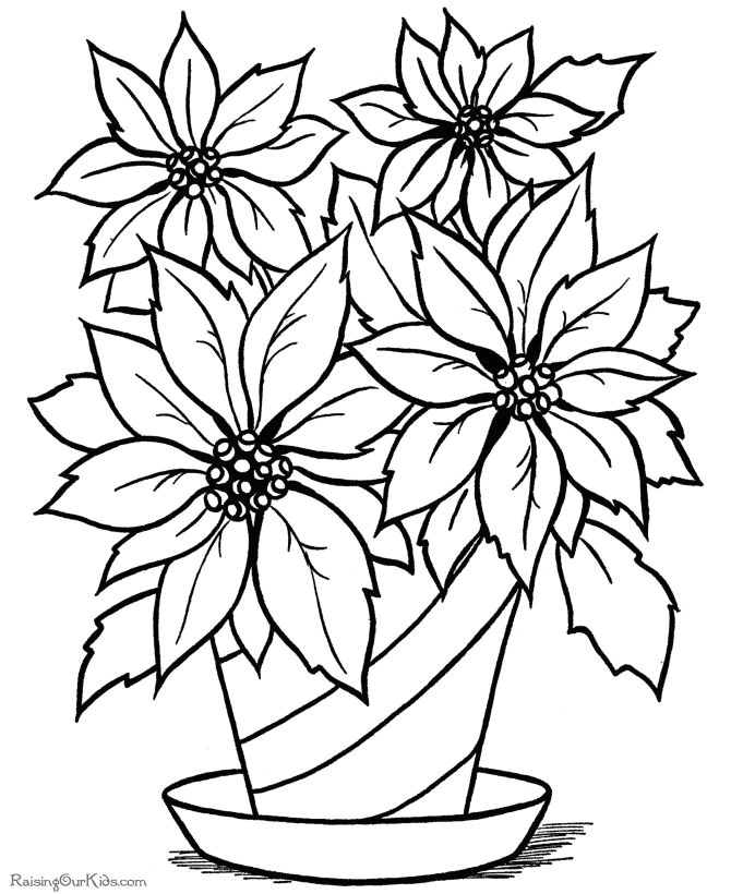 Drawing Of Flower Basket with Colour Christmas Flower Printable Coloring Page Coloring Pages