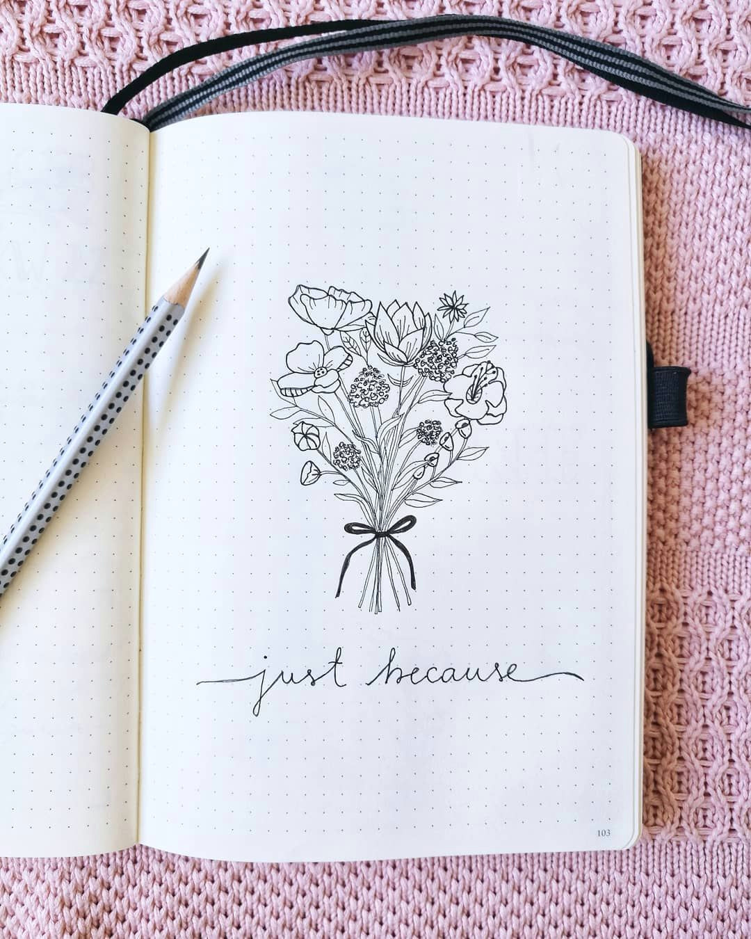 Drawing Of Flower Bucket Bullet Journal Drawing Idea Flower Bouquet Drawing