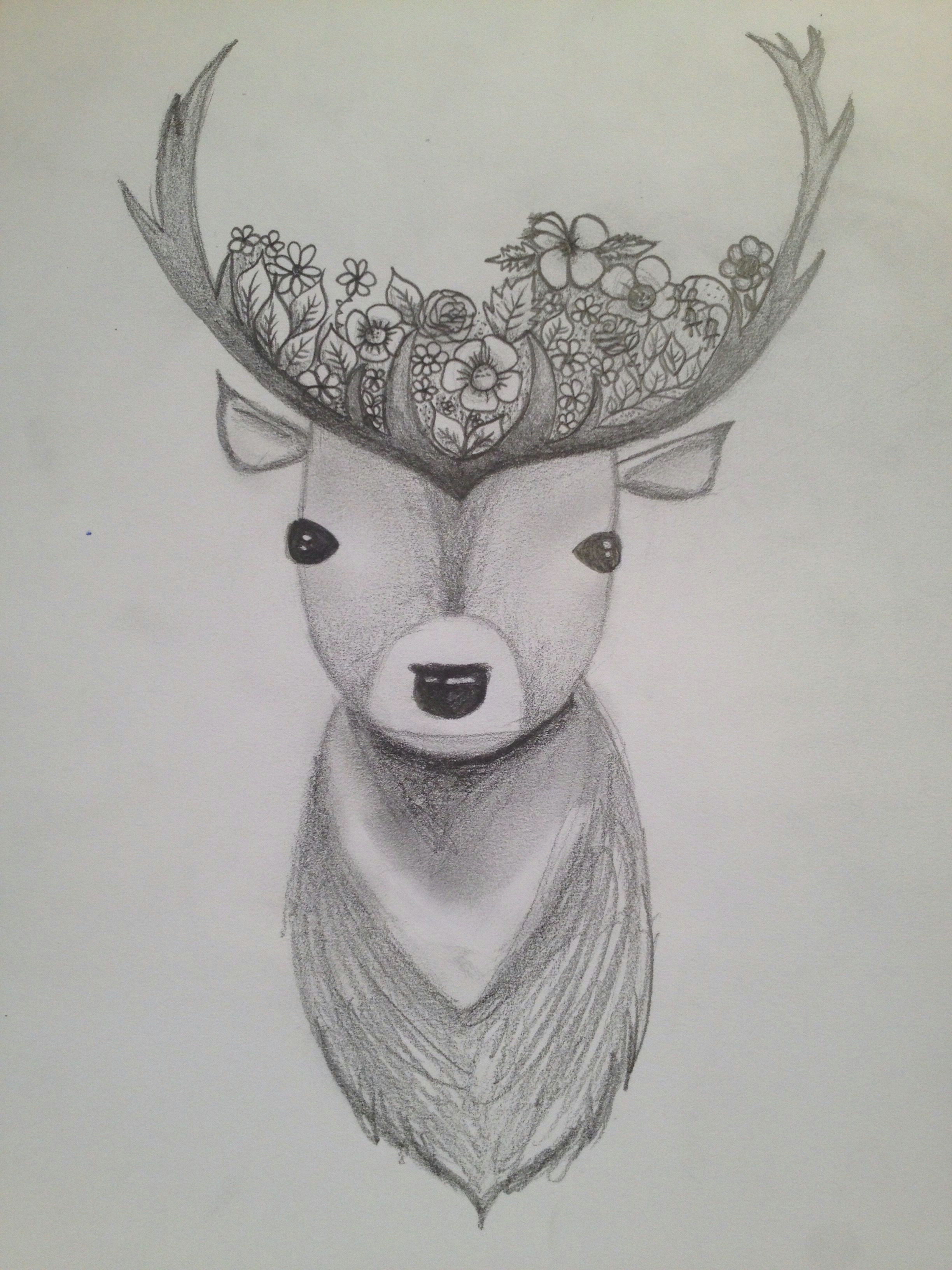 Drawing Of Flower Crown Deer Flower Crown Drawing A My Art In 2019 Pinterest