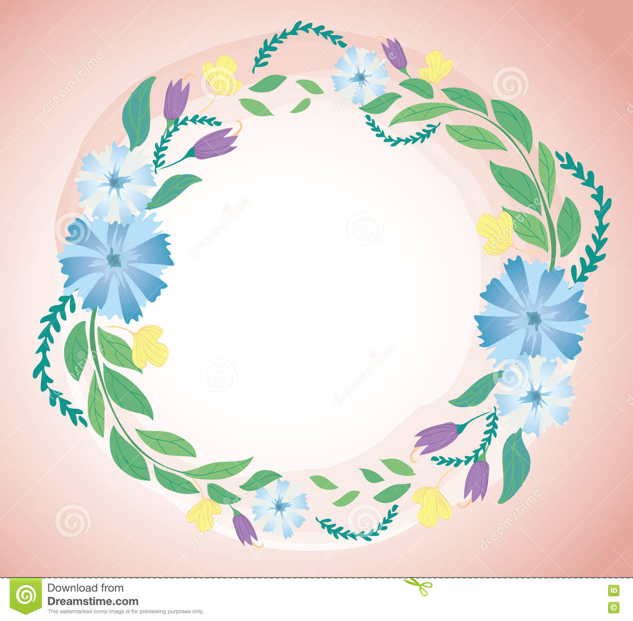 Drawing Of Flower Crown Pastel Flower Crown and Space Background Vector Stock Vector