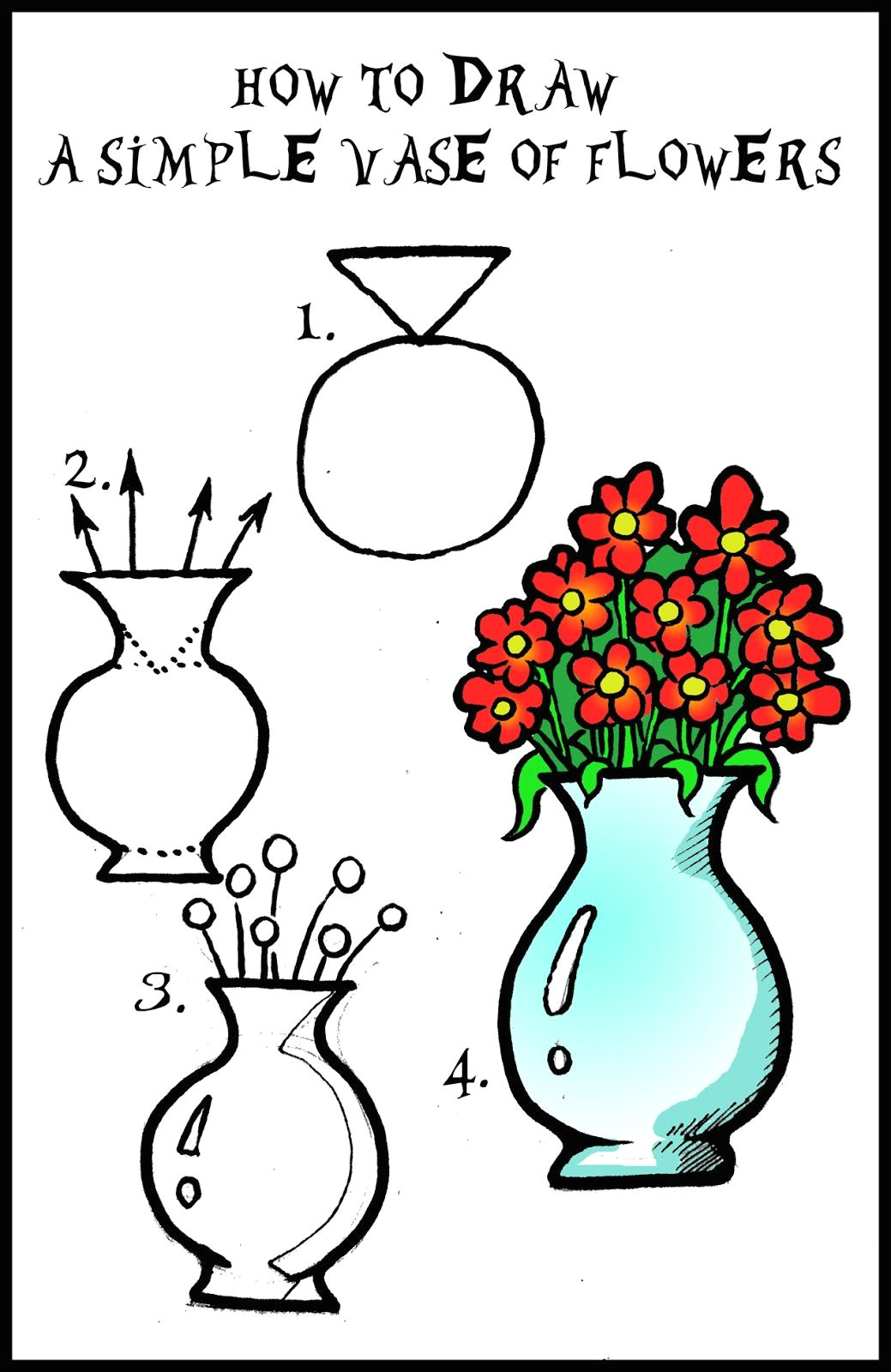 Drawing Of Flower Vase Step by Step Insured by Laura How to Draw Flowers Step by Step with Pictures