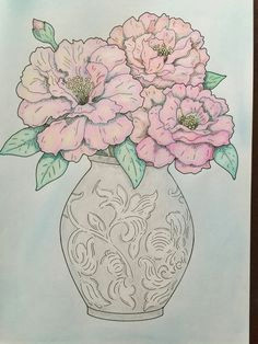 Drawing Of Flower Vase with Colour 420 Best Color Book Designs Flowers Images Drawing Flowers Flower