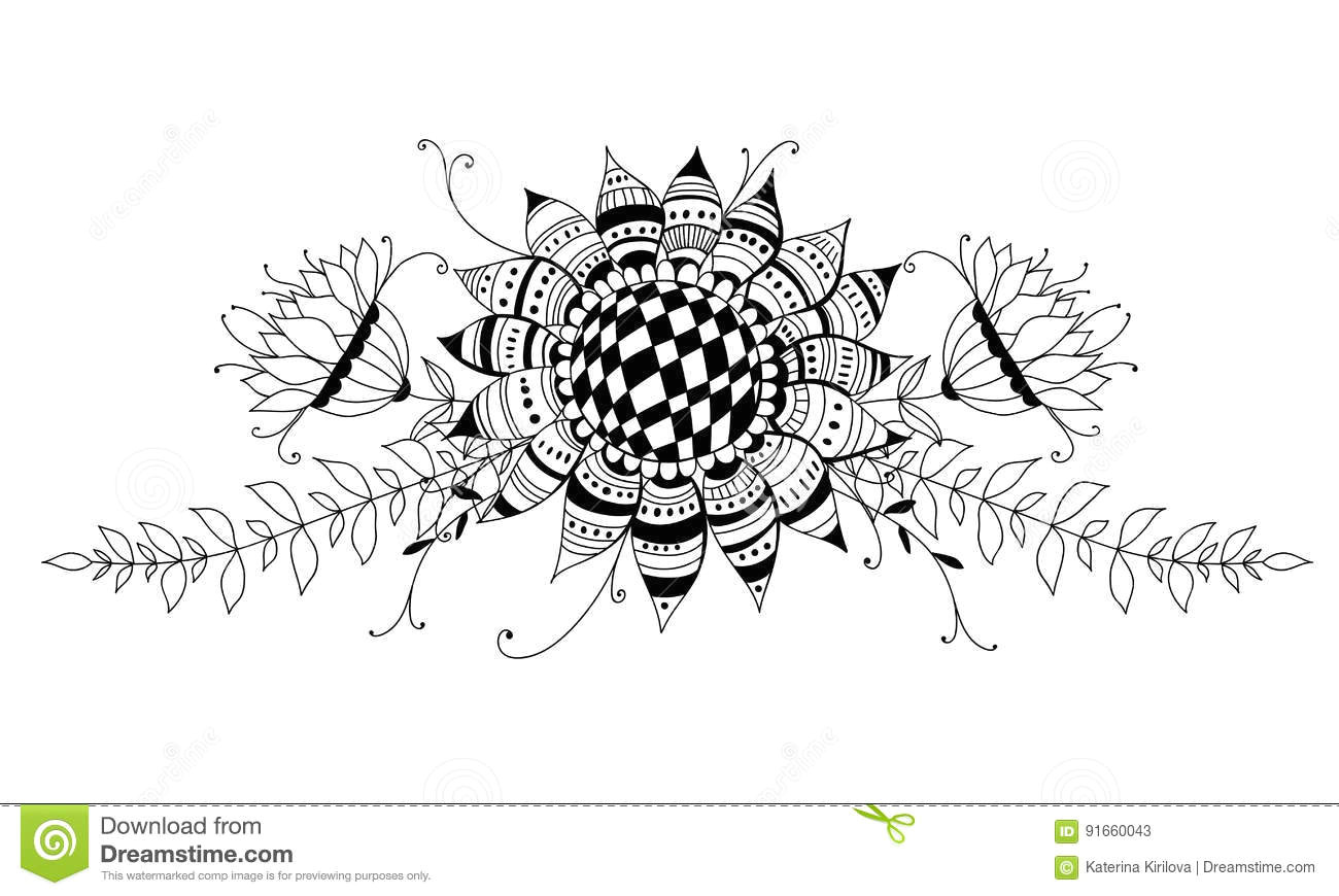 Drawing Of Flowers and Leaves Doodle Bouquet Od Flowers and Leaves Stock Vector Illustration Of