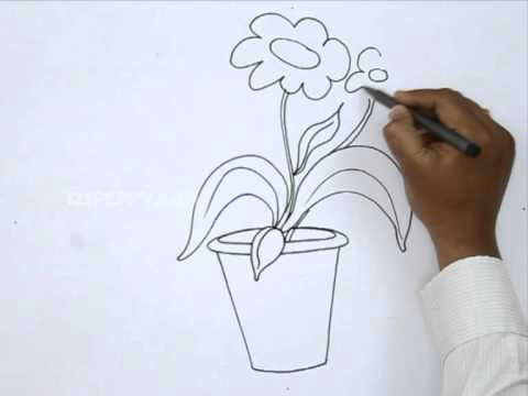 Drawing Of Flowers for Class 1 How to Draw A Flower Pot Youtube