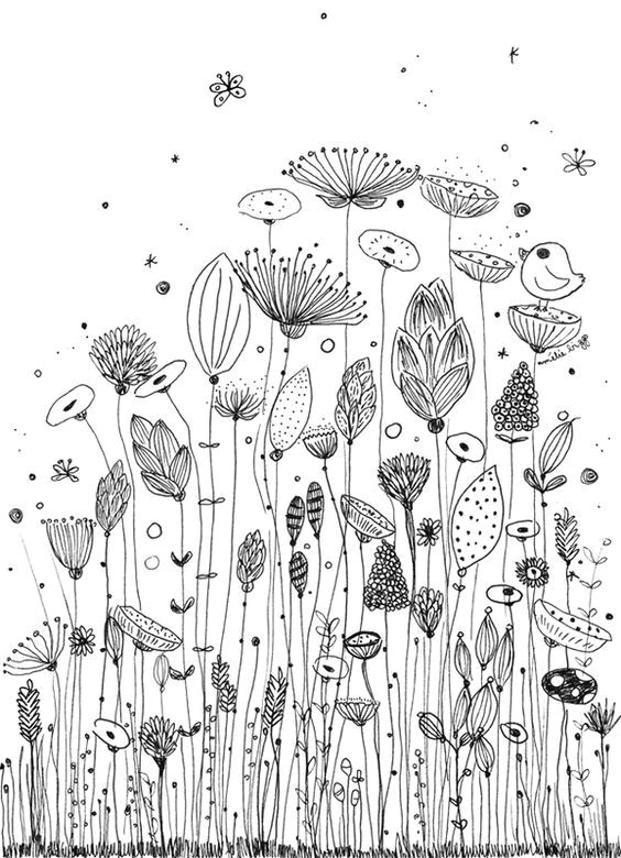 Drawing Of Flowers Garden Ameliebiggs Fleurs Coloriage Zentangle Muster Pinterest