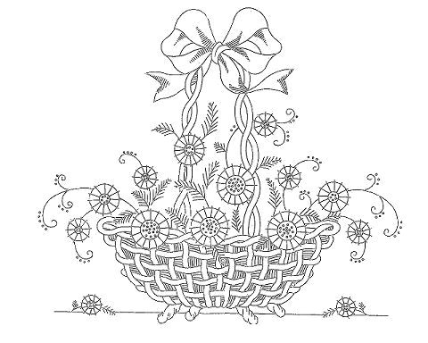 Drawing Of Flowers In Basket Basket Applikation Pinterest Embroidery Patterns and Flower