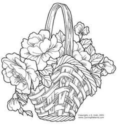 Drawing Of Flowers In Basket Flower Basket Drawing Floweryweb Dibujos Varios Pinterest