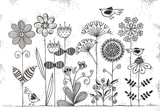 Drawing Of Flowers Pattern 0d Jpg 639a 443 Pixels Sensory Pinterest Journal