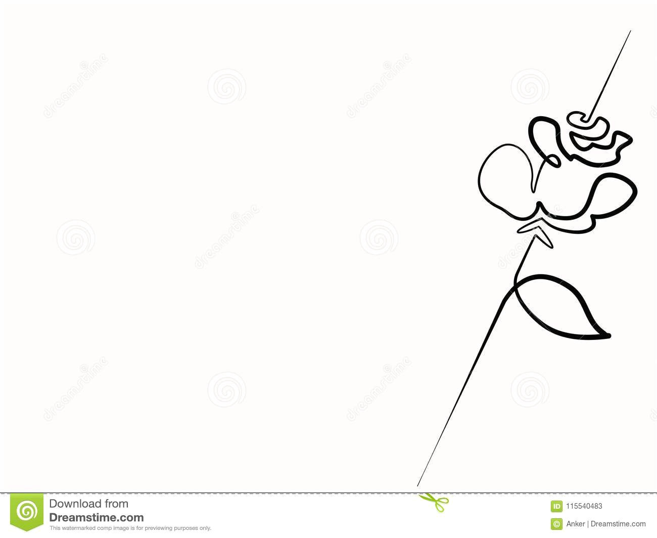 Drawing Of Flowers with Birds Continuous Line Drawing Of Beautiful Flower Stock Vector