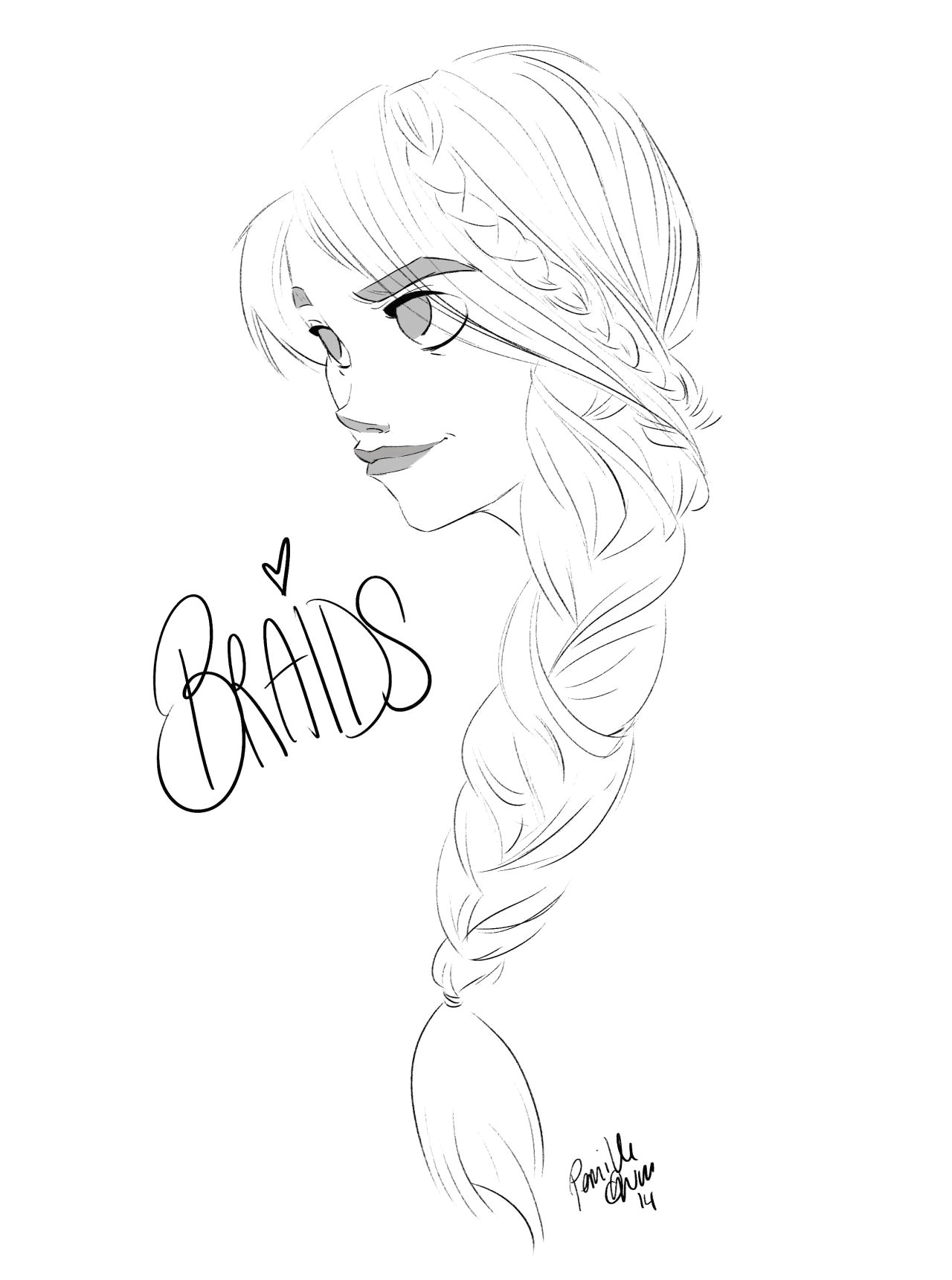 Drawing Of French Things today S Warmup I Have A Thing for Braids at the Moment Art by