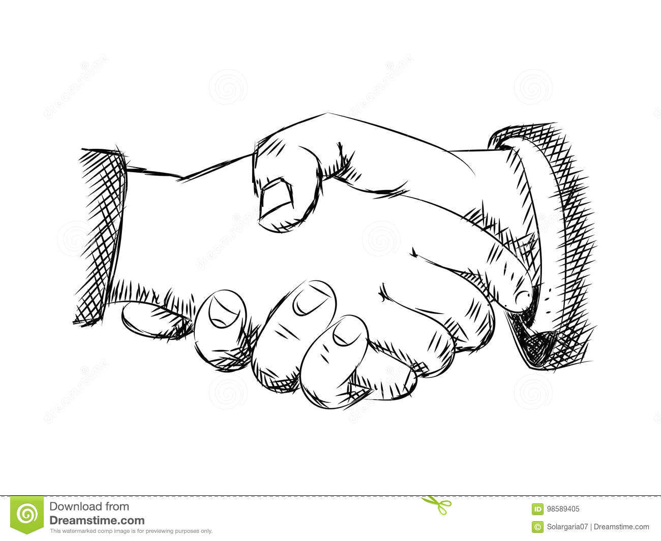 Drawing Of Friendship Hands Illustration Of Handshaking Vector Sketch Stock Vector
