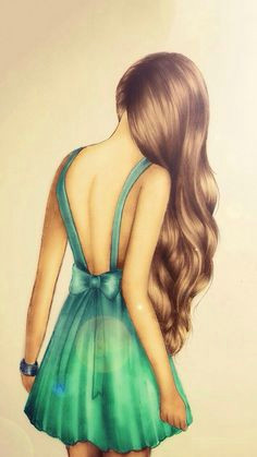 Drawing Of Girl Back Side Girl Fashion Dress Drawing Stripes Art Diy Drawings Art