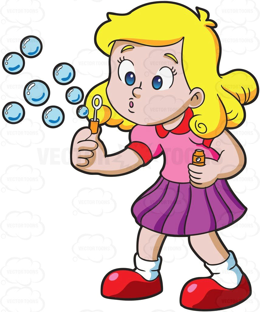 Drawing Of Girl Blowing Bubbles A Young Girl Blowing Bubbles Vector Illustrations Pinterest