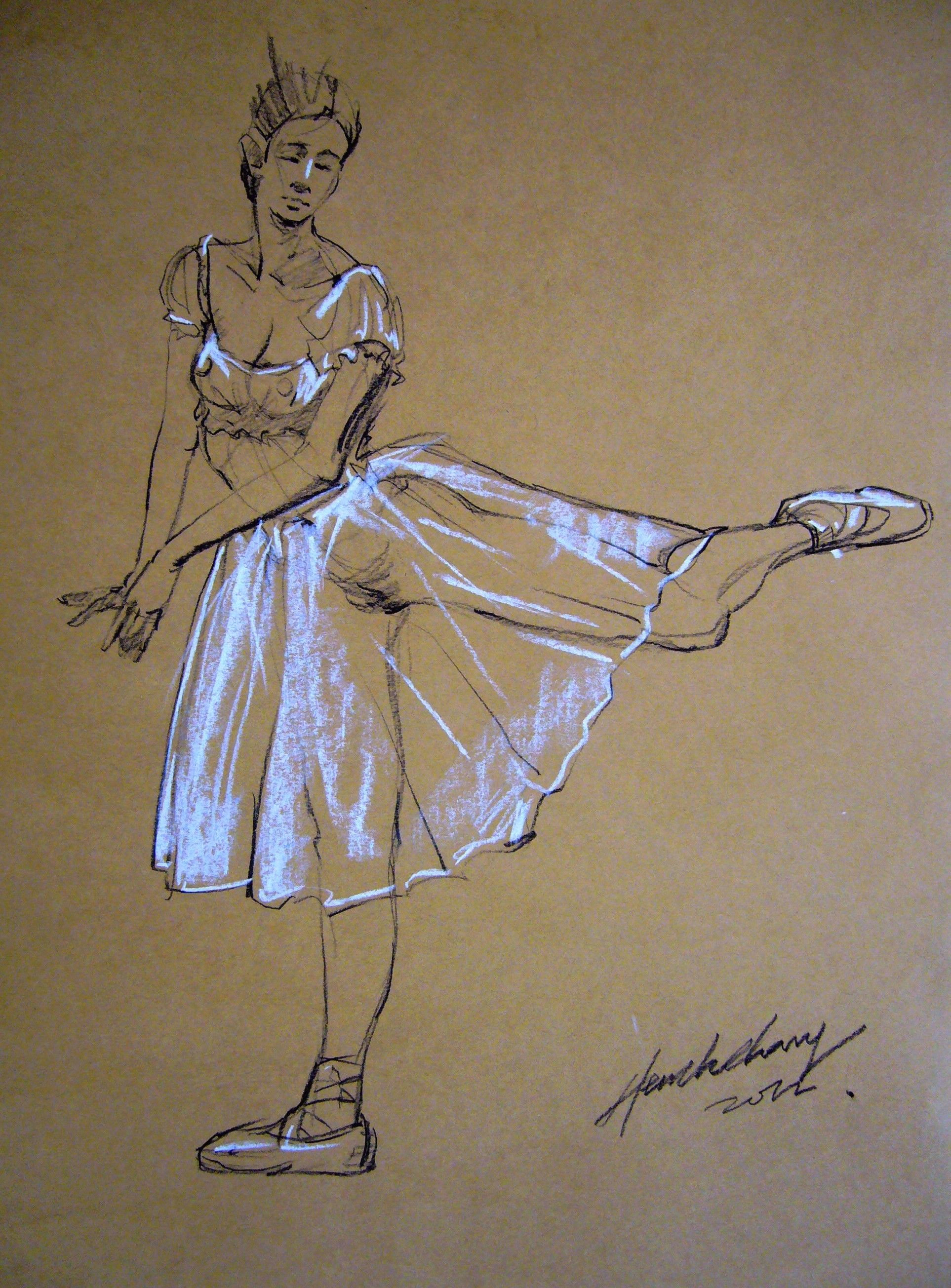 Drawing Of Girl Dancing Life Drawing Charcoal Pencil Female Model Hench Chang 2012