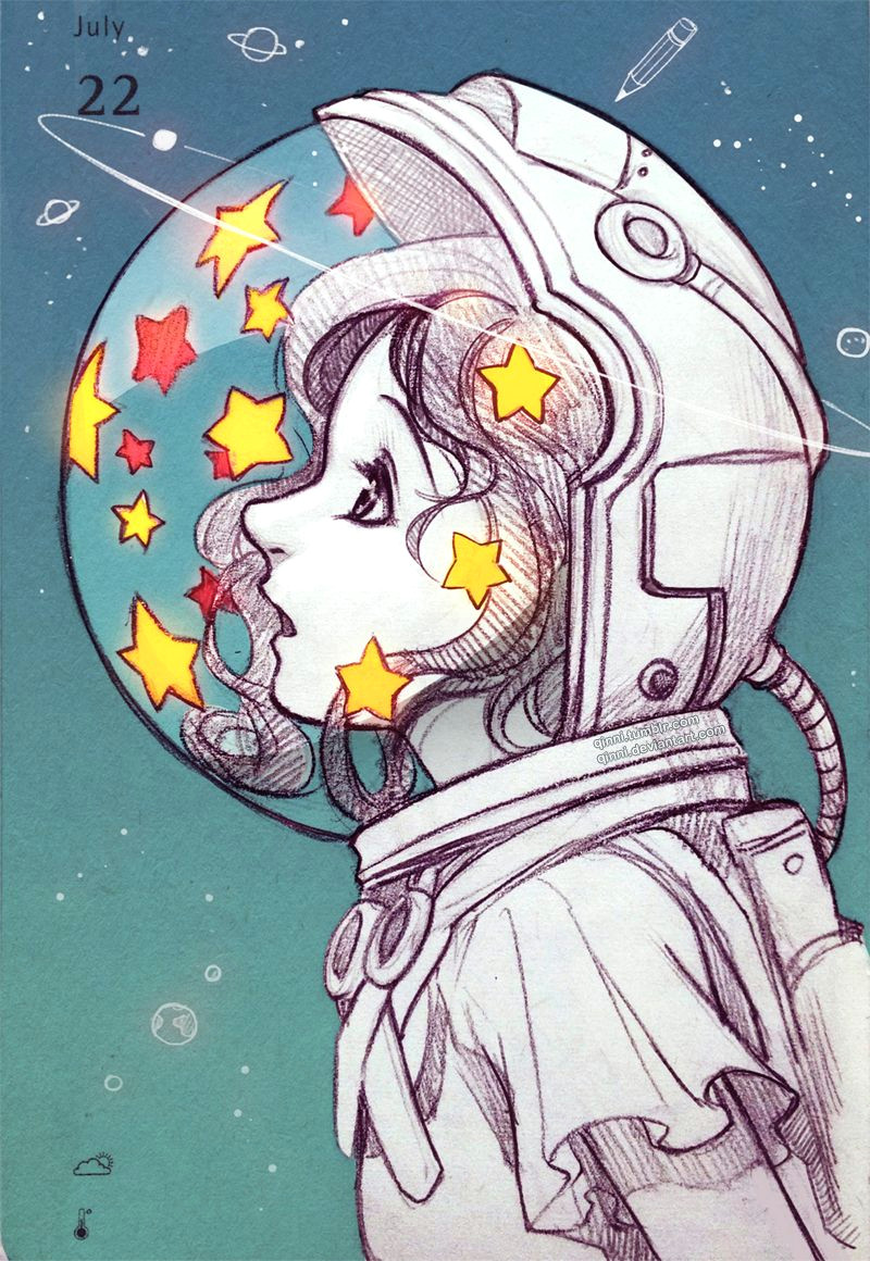 Drawing Of Girl Daydreaming All Of Time and Space by Qinni Deviantart Com On Deviantart