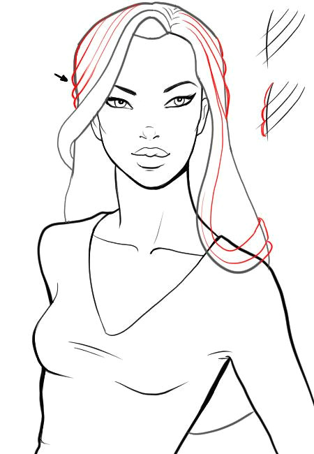 Drawing Of Girl Face Step by Step How to Draw Glamorous Curls Hairstyle Step 6 Art Templates